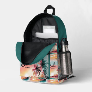 Sac À Dos Imprimé Aquarelle Croquis Bali Indonésie Tropical