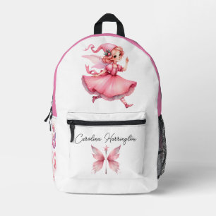 Sac À Dos Imprimé Aquarelle Fleur rose Fée Champignons