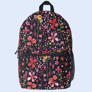 Sac À Dos Imprimé Aquarelle Fleur sauvage foncé
