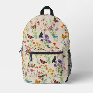 Sac À Dos Imprimé Aquarelle Fleurs sauvages & papillons Jardin Flora