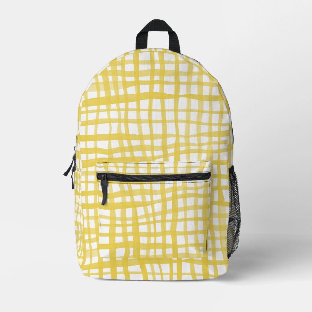 Sac À Dos Imprimé Aquarelle jaune en vichy motif (Recto)