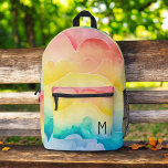 Sac À Dos Imprimé Aquarelle Pastel Arc-en-ciel nuages Monogramme<br><div class="desc">Éclairez votre journée enfant avec le sac à dos imprimé Watercolor Pastel Rainbow Clouds Monogram. Ce charmant sac à dos est doté d'une belle aquarelle couleur pastel arc-en-ciel avec des nuages moelleux, personnalisable avec le monogramme de votre enfant pour une touche personnelle. Fabriqué avec des matériaux durables, il comprend des...</div>