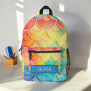 Sac À Dos Imprimé Aquarelle Pastel Rainbow Cute Monogram