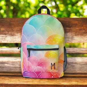 Sac À Dos Imprimé Aquarelle Pastel Rainbow Cute Monogram