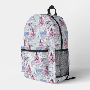 Sac À Dos Imprimé Aquarelle rose et bleu Motif de palmier