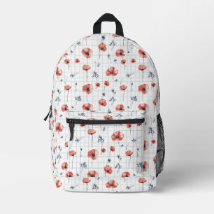 Sac À Dos Imprimé Aquarelle rouge Motif sur blanc