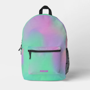Sac À Dos Imprimé Aquarelle Turquoise violet Hologramme Aquarelle No
