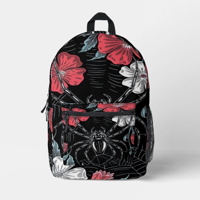 Sac À Dos Imprimé Araignée romantique foncée Floral (Recto)