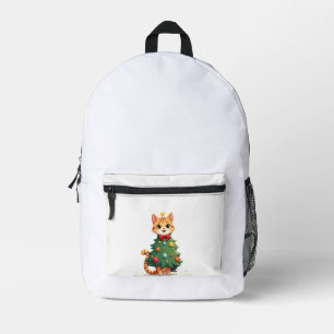 Sac À Dos Imprimé Arbre de Noël Chat Roux Noël Mignon Filles Enfants