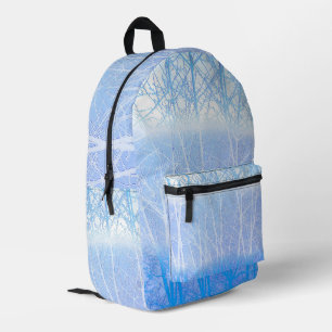 Sac À Dos Imprimé Arbres Brumeux Givrés Bleu Bébé