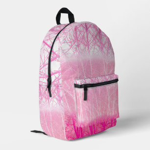 Sac À Dos Imprimé Arbres brumeux givrés en pêche et rose