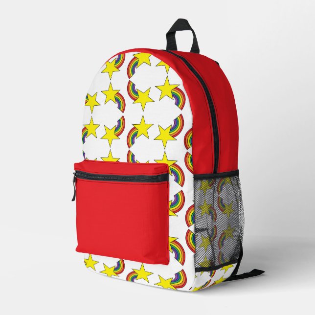 Sac à dos imprimé arc-en-ciel et étoile avec rouge (Coin arrière droit)