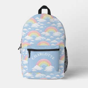 Sac À Dos Imprimé Arc-en-ciel et nuages avec votre nom