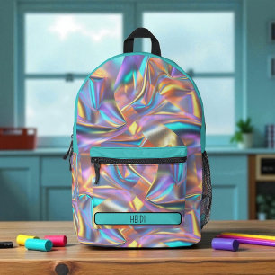 Sac À Dos Imprimé Arc-en-ciel métallisé holographique pastel chic 
