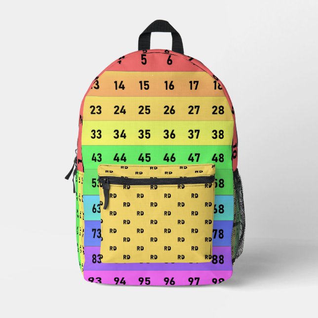 Sac À Dos Imprimé Arc-en-ciel monogrammé 100 chiffres Graphique Ense (Recto)