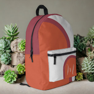 Sac À Dos Imprimé Arche rose magenta de Corail élégant avec Monogram
