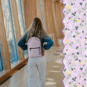 Sac À Dos Imprimé Arrière - plan lilas Little Flowers