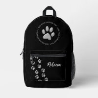 Arrière - plan noir Silver Dog Paws Motif d'impres