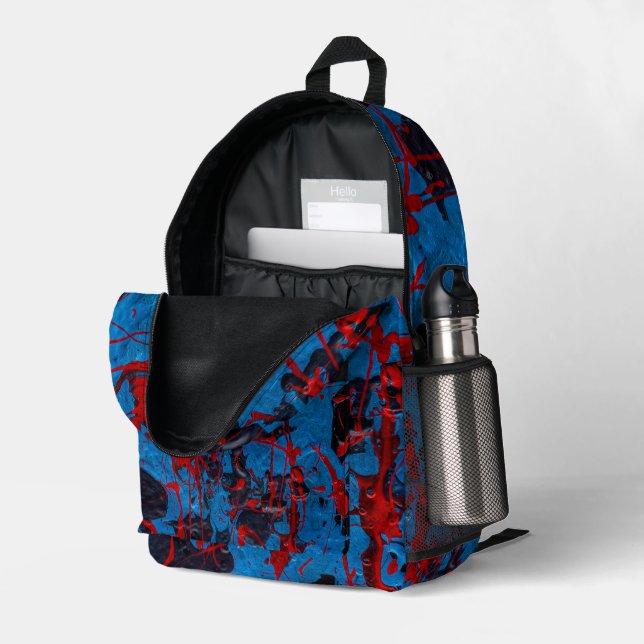 Sac À Dos Imprimé Art Abstrait Contemporain : Électrique (Coin arrière droit (ouvert))