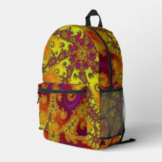 Sac À Dos Imprimé Art abstrait funky fractale spirale vibrant voyant