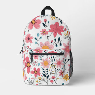 Sac À Dos Imprimé Art botanique rose et bleu folksy