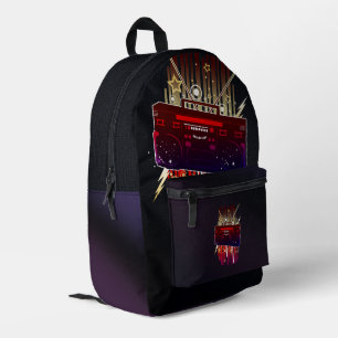 Sac À Dos Imprimé Art de haut-parleur rétro coloré avec énergie musi