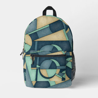 Sac À Dos Imprimé Art Déco Bauhaus vert