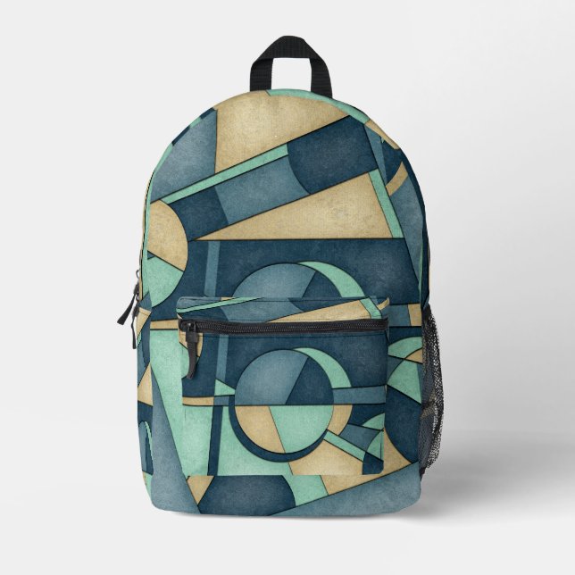 Sac À Dos Imprimé Art Déco Bauhaus vert (Recto)