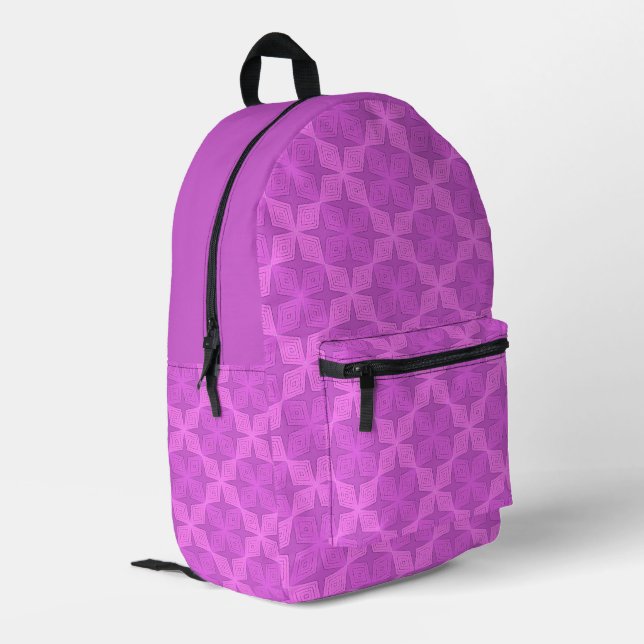 Sac À Dos Imprimé Art déco lilas vif géométrique (Coin arrière gauche)
