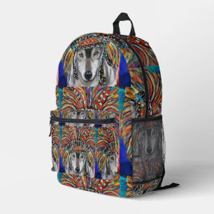Sac À Dos Imprimé Art du Loup Gris