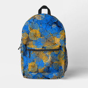 Sac À Dos Imprimé Art fractal Cercles Bleus Swirl Mandala Mur Art