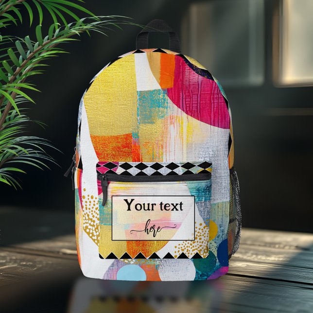Sac À Dos Imprimé Art moderne Abstrait coloré (Backpack featuring a colorful fine art design with custom texts (optional))