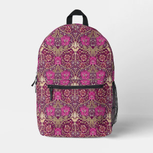 Sac À Dos Imprimé Art Nouveau Damas, prune, beige et violet profond