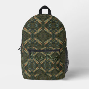 Sac À Dos Imprimé Art nouveau vintage libellule vert or
