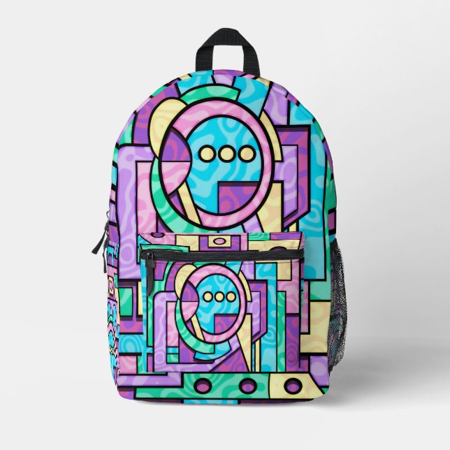 Sac À Dos Imprimé Art Pop Géométrique Kawaii (Recto)