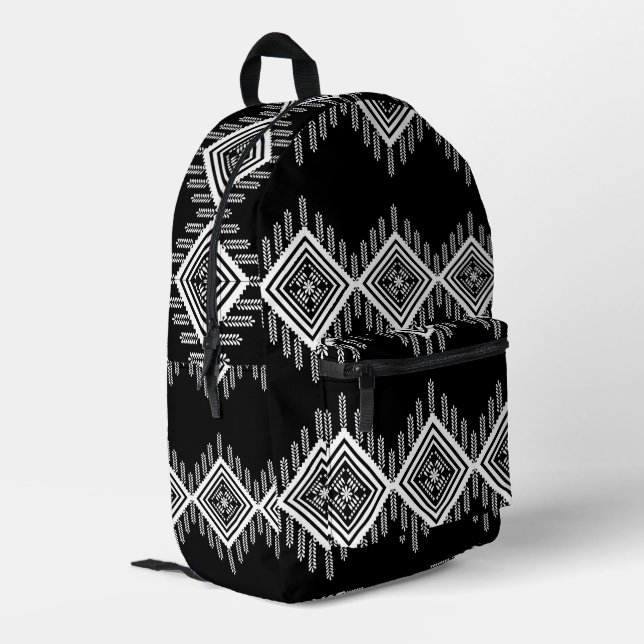 Sac À Dos Imprimé Art tribal noir et blanc (Coin arrière gauche)