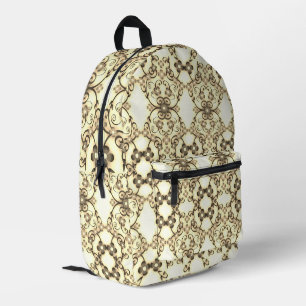 Sac À Dos Imprimé Aspect dentelle de fleurs Sépia doré