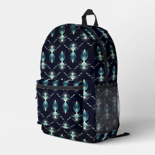 Sac À Dos Imprimé Aspect élégant des pierres bleues avec lumière bri
