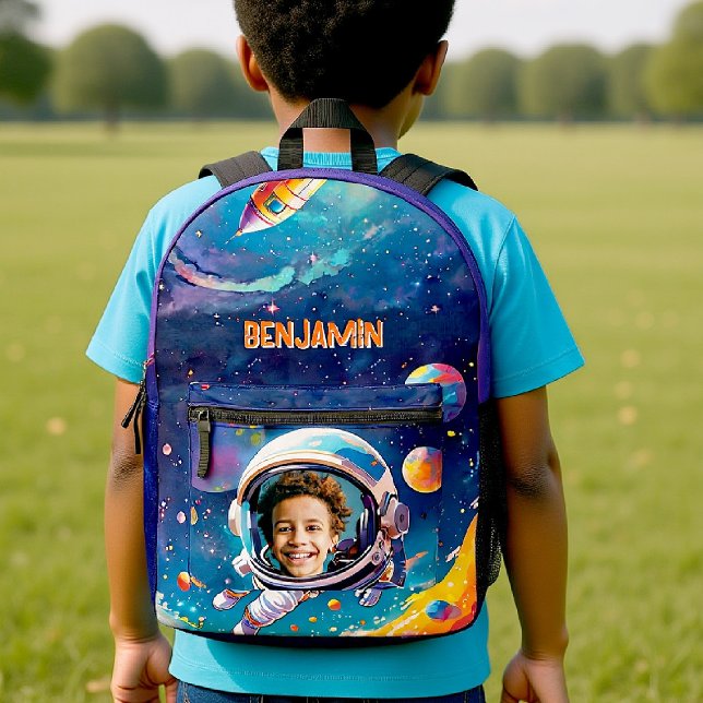 Sac À Dos Imprimé Astronaut Deep Space Sky Planets Photo Kids Gift  (space theme gift for kids personalized backpack planets galaxy sky astronaut)