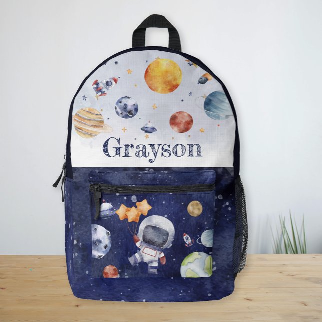 Sac À Dos Imprimé Astronaut personnalisé Planet Galaxy Kids (Personalized Astronaut Planet Galaxy Kids Printed Backpack)