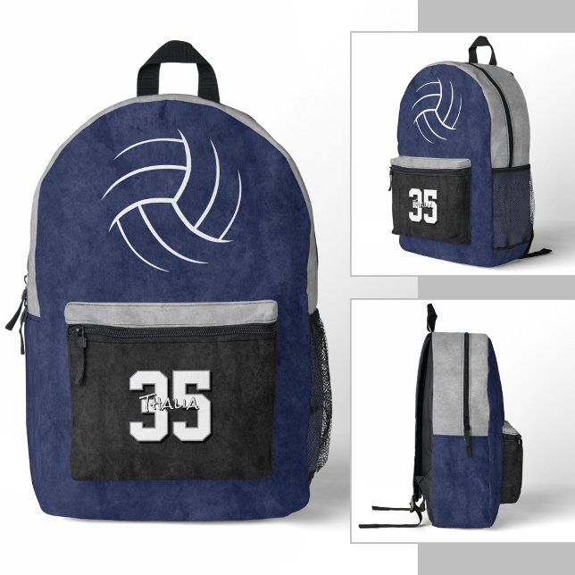 Sac À Dos Imprimé athlète de volley-ball aux couleurs personnalisées (Volleyball backpack - 3 views)