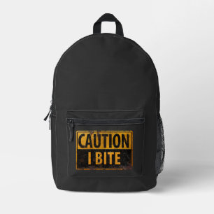 Sac À Dos Imprimé ATTENTION - JE MORDS panneau d'avertissement de da