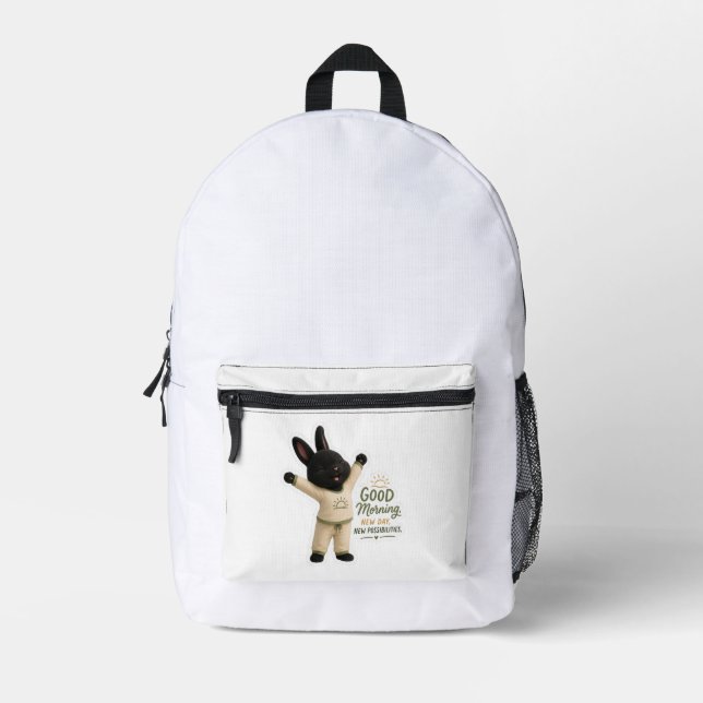 Sac À Dos Imprimé Autocollant de lapin d'étirement du matin  (Recto)