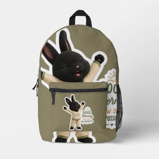 Sac à dos imprimé autocollant de lapin étirement d (Recto)