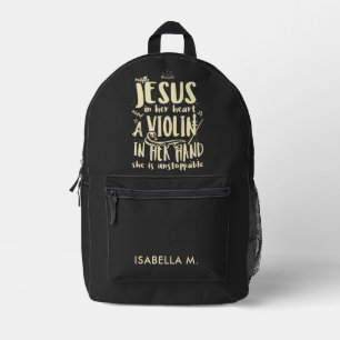 Sac À Dos Imprimé Avec Jésus dans son coeur Un violon dans la main c