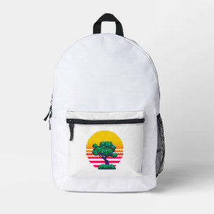 Sac À Dos Imprimé Aventure de l'arbre au coucher du soleil en pixel