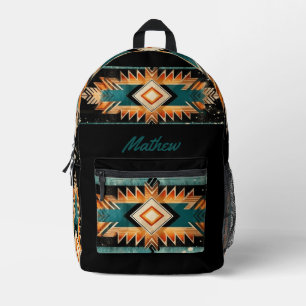 Sac À Dos Imprimé Aztec amérindien cool - Bleu Orange Rouge Noir