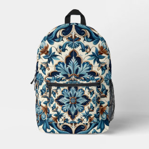 Sac À Dos Imprimé Azulejo Porcelain Carrelage bleu Motif méditerrané