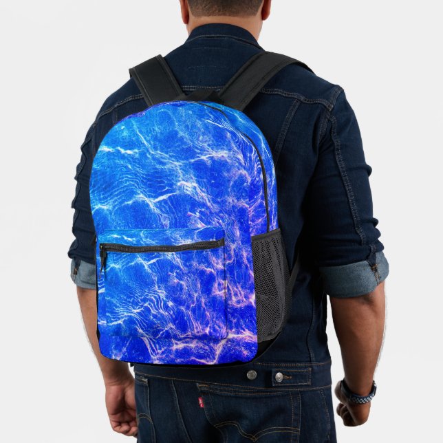 Sac À Dos Imprimé Azure Elegance : Design de style bleu unique (Insitu (Modèle))