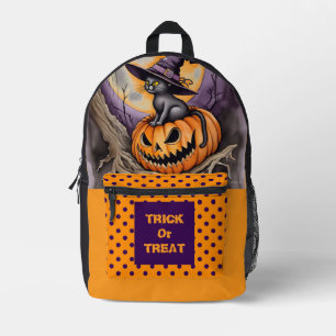 Sac À Dos Imprimé Bac imprimé Halloween, chat noir et citrouille eff